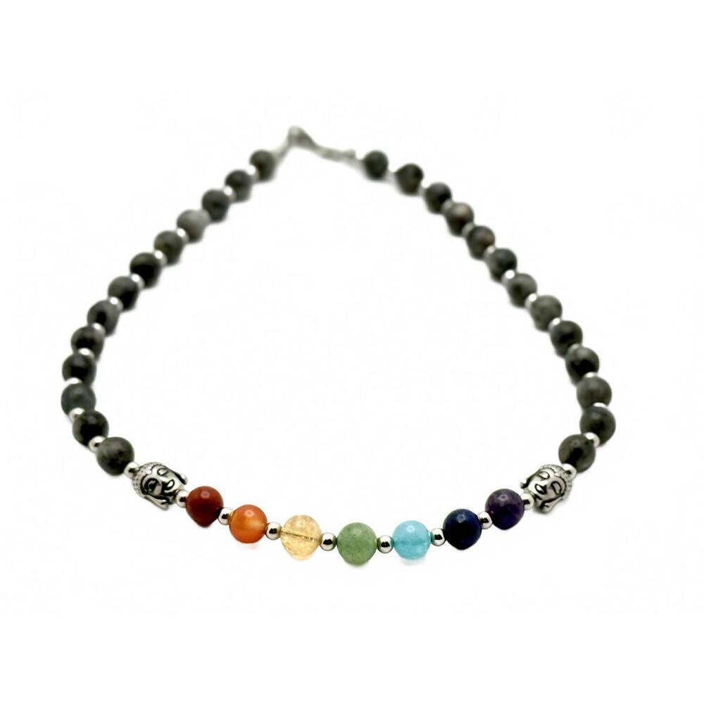 Natural Stone Chakra Necklace Beaded Jewelry with Buddha Spacers Yoga Meditation